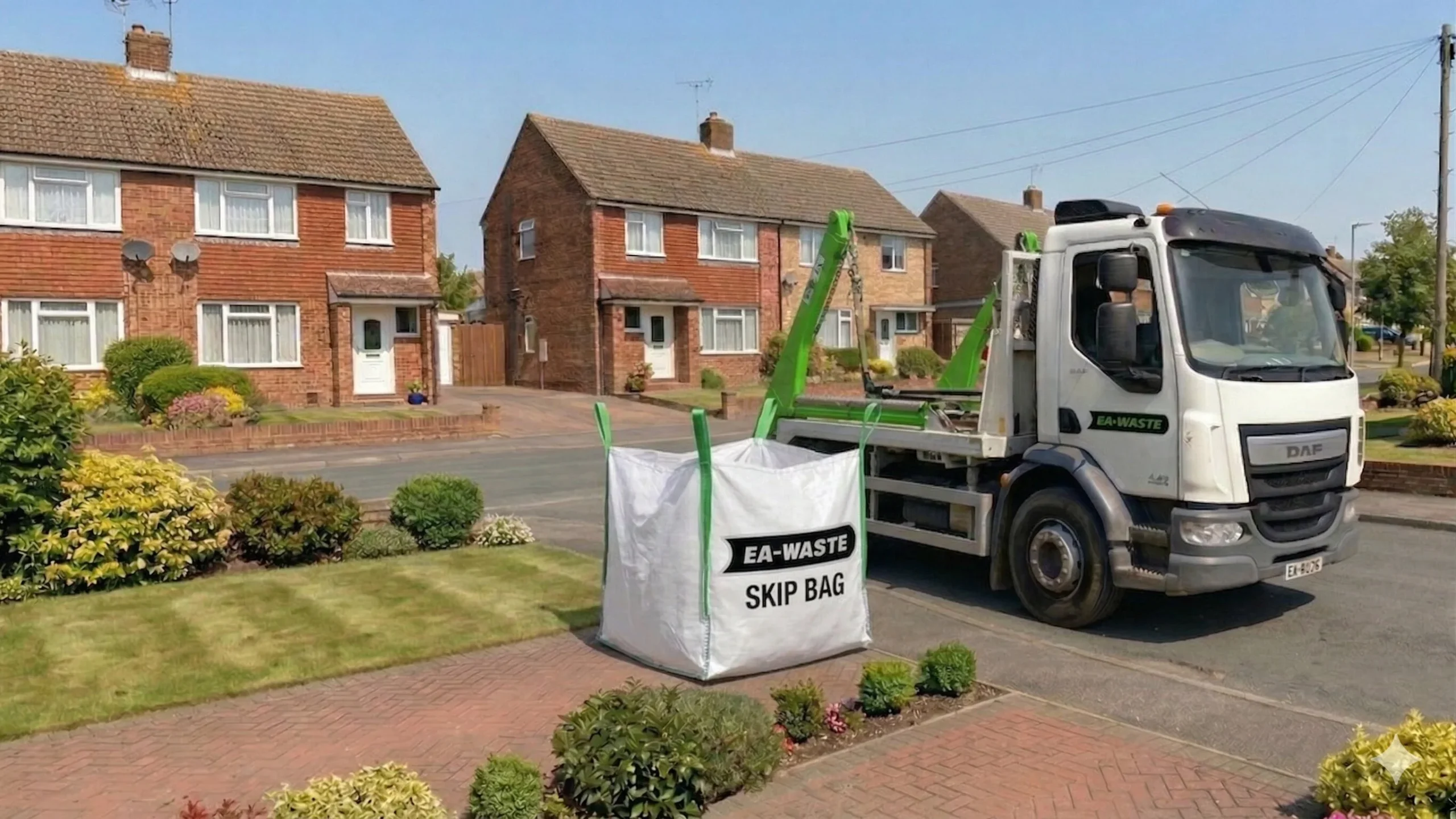 skip bag delivered on a driveway
